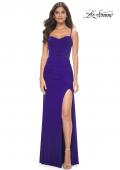 Picture of: Ruched Net Jersey Dress with Bustier Top and Illusion Back in Indigo, Style: 32212, Detail Picture 1