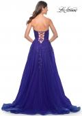 Picture of: Sweetheart Tulle Strapless Gown with Lace Applique in Indigo, Style: 32304, Detail Picture 1