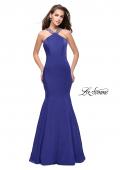 Picture of: Halter Mermaid Prom Dress with Metallic Beading in Indigo, Style: 25763, Detail Picture 2
