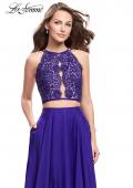 Picture of: Two Piece A-line Dress with Halter Neck and Beading in Indigo, Style: 25843, Detail Picture 2