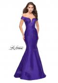Picture of: Off The Shoulder Mikado Mermaid Gown with Lace in Indigo, Style: 26001, Detail Picture 2
