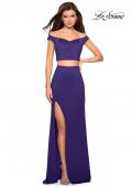 Picture of: Faux Two Piece Long Off the Shoulder Prom Dress in Indigo, Style: 27496, Detail Picture 2