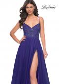 Picture of: Beautiful Rhinestone Beaded Illusion Top Tulle Prom Dress in Blue, Style: 32020, Detail Picture 2