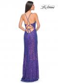 Picture of: Irridescent Sequin Long Prom Gown with Lace Up Back in Indigo, Style: 32339, Detail Picture 2