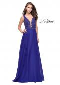 Picture of: A-Line Prom Gown with Chiffon Skirt and Beaded Bodice in Indigo, Style: 26053, Detail Picture 3