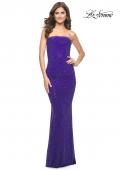 Picture of: Rhinestone Embellished Strapless Ruched Prom Dress in Indigo, Style: 32141, Detail Picture 3
