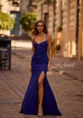Picture of: Simple Prom Dress with Corset Top and Lace Up Back in Indigo , Style 32966, Detail Picture 3