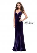 Picture of: Form Fitting Velvet Mermaid Gown with Side Cut Outs in Indigo, Style: 25866, Detail Picture 2