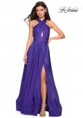 Picture of: Tone Tone Satin Dress with Wrap Around High Neckline in Indigo, Style: 27151, Detail Picture 4