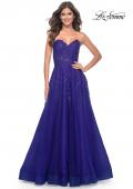 Picture of: Sweetheart Tulle Strapless Gown with Lace Applique in Indigo, Style: 32304, Detail Picture 4