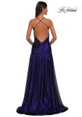 Picture of: Beautiful Long Metallic Net Jersey Gown with Flattering Ruching in Indigo, Style: 32887, Detail Picture 4