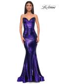Picture of: Mermaid Metallic Prom Dress with Sweetheart Strapless Top in Indigo , Style 32995, Detail Picture 5