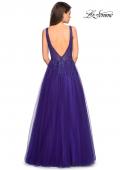 Picture of: A-Line Prom Dress with Rhinestones and Deep V Back in Indigo, Style: 27688, Detail Picture 6