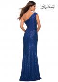 Picture of: One Shoulder Gown in Elegant Soft Sequin Fabric in Indigo, Detail Picture 6