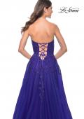 Picture of: Sweetheart Tulle Strapless Gown with Lace Applique in Indigo, Style: 32304, Detail Picture 6