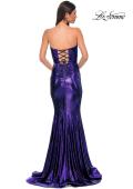 Picture of: Mermaid Metallic Prom Dress with Sweetheart Strapless Top in Indigo , Style 32995, Detail Picture 6