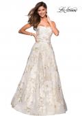 Picture of: Strapless Floral A Line Ball Gown with Pockets in Ivory Gold, Style: 27207, Main Picture