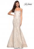 Picture of: Strapless Mermaid Jacquard Prom Dress in Ivory/Gold, Style: 27789, Main Picture