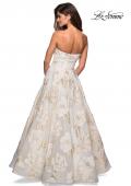 Picture of: Strapless Floral A Line Ball Gown with Pockets in Ivory Gold, Style: 27207, Back Picture