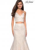 Picture of: Two Piece FLoral Mermaid Gown with Strappy Back in Ivory Gold, Style: 27749, Detail Picture 1