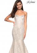 Picture of: Strapless Mermaid Jacquard Prom Dress in Ivory/Gold, Style: 27789, Detail Picture 1