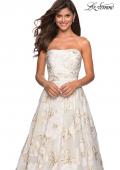 Picture of: Strapless Floral A Line Ball Gown with Pockets in Ivory Gold, Style: 27207, Detail Picture 4