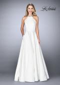Picture of: Gathered Halter Neck Dress with Patterned A-line Skirt in Ivory, Style: 24888, Detail Picture 1