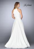 Picture of: Gathered Halter Neck Dress with Patterned A-line Skirt in Ivory, Style: 24888, Detail Picture 2