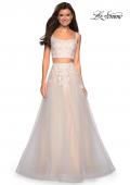 Picture of: Two Piece Tulle Dress with Cascading Applique Detail in Ivory/Nude, Style: 27635, Main Picture
