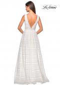 Picture of: Bohemian Long A Line Prom Dress with V Shaped Back in Ivory Nude, Style: 27074, Back Picture