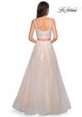 Picture of: Two Piece Tulle Dress with Cascading Applique Detail in Ivory/Nude, Style: 27635, Back Picture