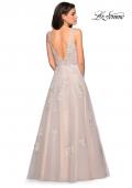 Picture of: A-Line Ball Gown with Sparkling Floral Appliques in Ivory Nude, Style: 27727, Back Picture