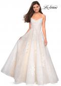 Picture of: Classic Lace A Line Dress with V Neckline and Pockets in Ivory Nude, Style: 27492, Detail Picture 2
