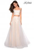 Picture of: Two Piece Tulle Dress with Cascading Applique Detail in Ivory/Nude, Style: 27635, Detail Picture 3