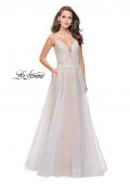 Picture of: A-line Ball Gown with Organza Skirt and Beaded Bodice in Ivory, Style: 25701, Main Picture