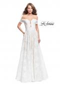 Picture of: Off the Shoulder beaded Lace A-line Prom Dress in Ivory, Style: 26254, Main Picture