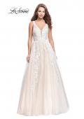 Picture of: A-line Tulle Prom Dress with Floral Lace Applique in Ivory, Style: 26353, Main Picture