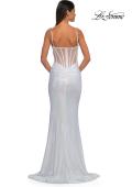 Picture of: Gorgeous Metallic Prom Dress with Ruching and Illusion Back in Ivory, Style: 33034, Detail Picture 8