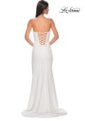 Picture of: Jersey Strapless Dress with Sweetheart Rhinestone Lined Neckline in Ivory , Style 32829, Detail Picture 12