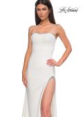 Picture of: Strapless Jersey Dress with Rhinestone Neckline and Slit Detail in Ivory , Style 32825, Detail Picture 13