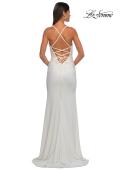 Picture of: Open Back Prom Dress with Rhinestone Detail Neckline in Ivory, Style: 32851, Detail Picture 14