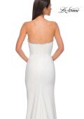 Picture of: Fabulous Jersey Dress with Rhinestones Lining the Top and HIgh Slit in Ivory , Style 32854, Detail Picture 14
