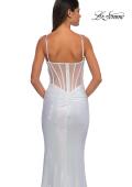 Picture of: Gorgeous Metallic Prom Dress with Ruching and Illusion Back in Ivory, Style: 33034, Detail Picture 14