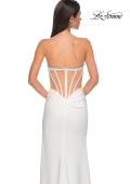 Picture of: Strapless Jersey Dress with Rhinestone Neckline and Slit Detail in Ivory , Style 32825, Detail Picture 16