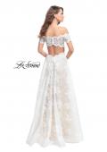 Picture of: Off the Shoulder beaded Lace A-line Prom Dress in Ivory, Style: 26254, Back Picture