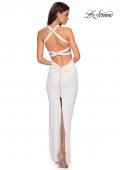 Picture of: Body Forming Dress with Exposed Zipper and Slit in Ivory, Style: 27637, Back Picture