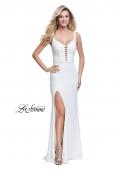Picture of: Form Fitting Prom Dress with Detailed Front Cut Out in Ivory, Style: 25509, Detail Picture 1