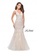 Picture of: Long Polka Dot Tulle Dress with Lace and Beading in Ivory, Style: 25961, Detail Picture 1