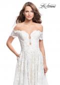 Picture of: Off the Shoulder beaded Lace A-line Prom Dress in Ivory, Style: 26254, Detail Picture 1