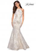 Picture of: Long Floral Mermaid Prom Dress with High Neckline in Ivory/Silver, Style: 27796, Detail Picture 1